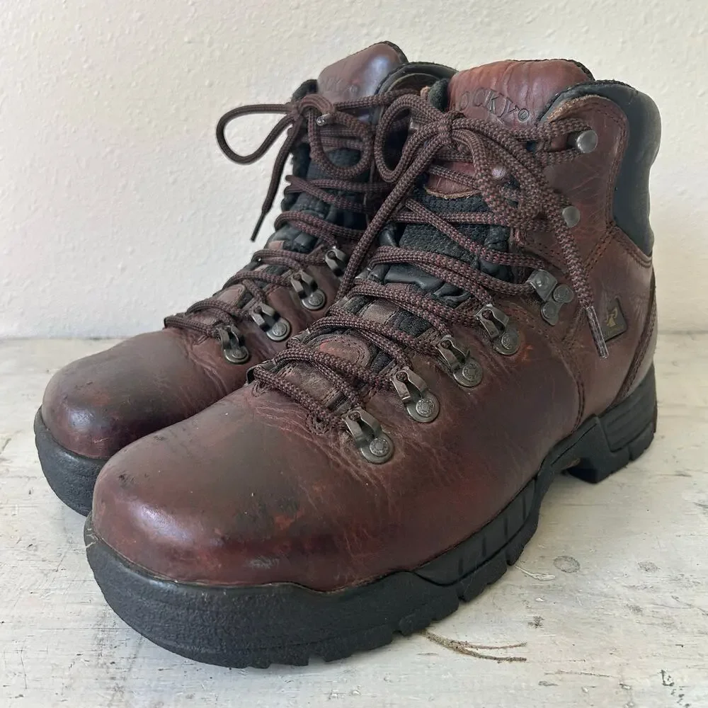 Vintage Rocky 6114 Steel Toe Waterproof Leather Work Boots hiking outdoor 9.5 W